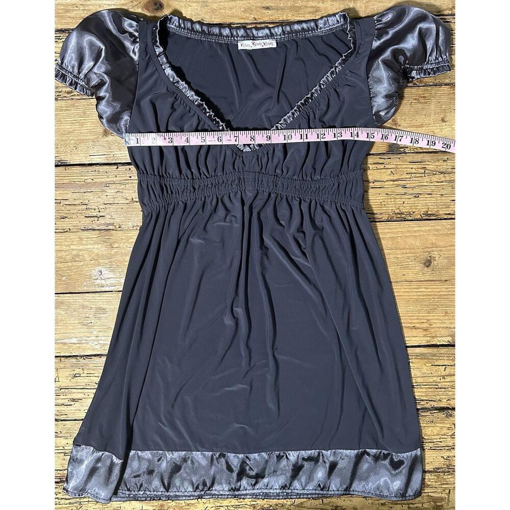 Wishes Wishes Wishes Charcoal Grey Puff Sleeve Mini Dress Size S - No size Tag- - Picture 3 of 6